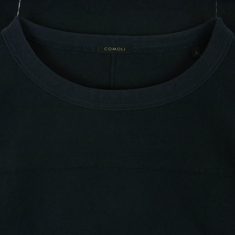 COMOLI コモリ 19AW Q03-05002 フットボール 長袖 Tシャツ カットソー コットン 日本製 ダークネイビー系 黒に近いダークネイビー系 3【中古】