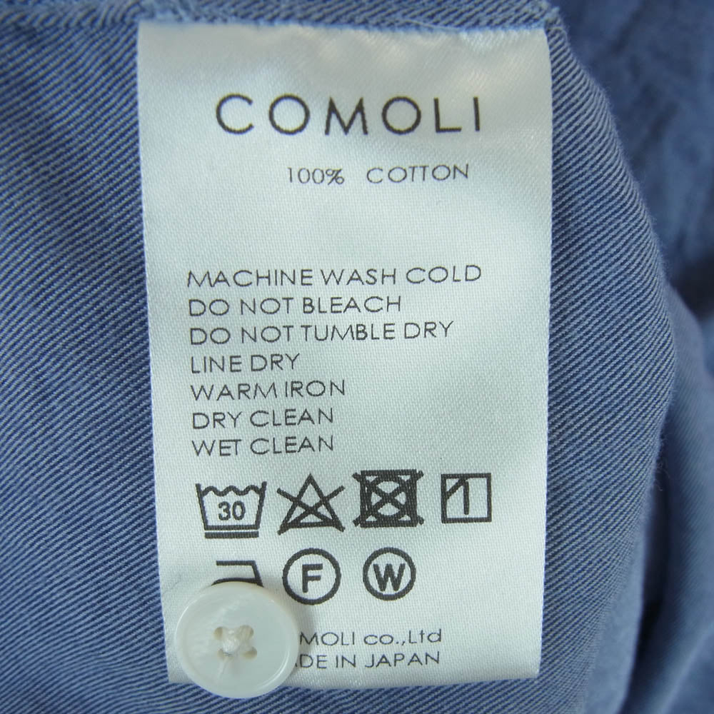 COMOLI コモリ 17AW L03-02002 コットン ネル 長袖 シャツ 日本製 ブルー系 4【中古】