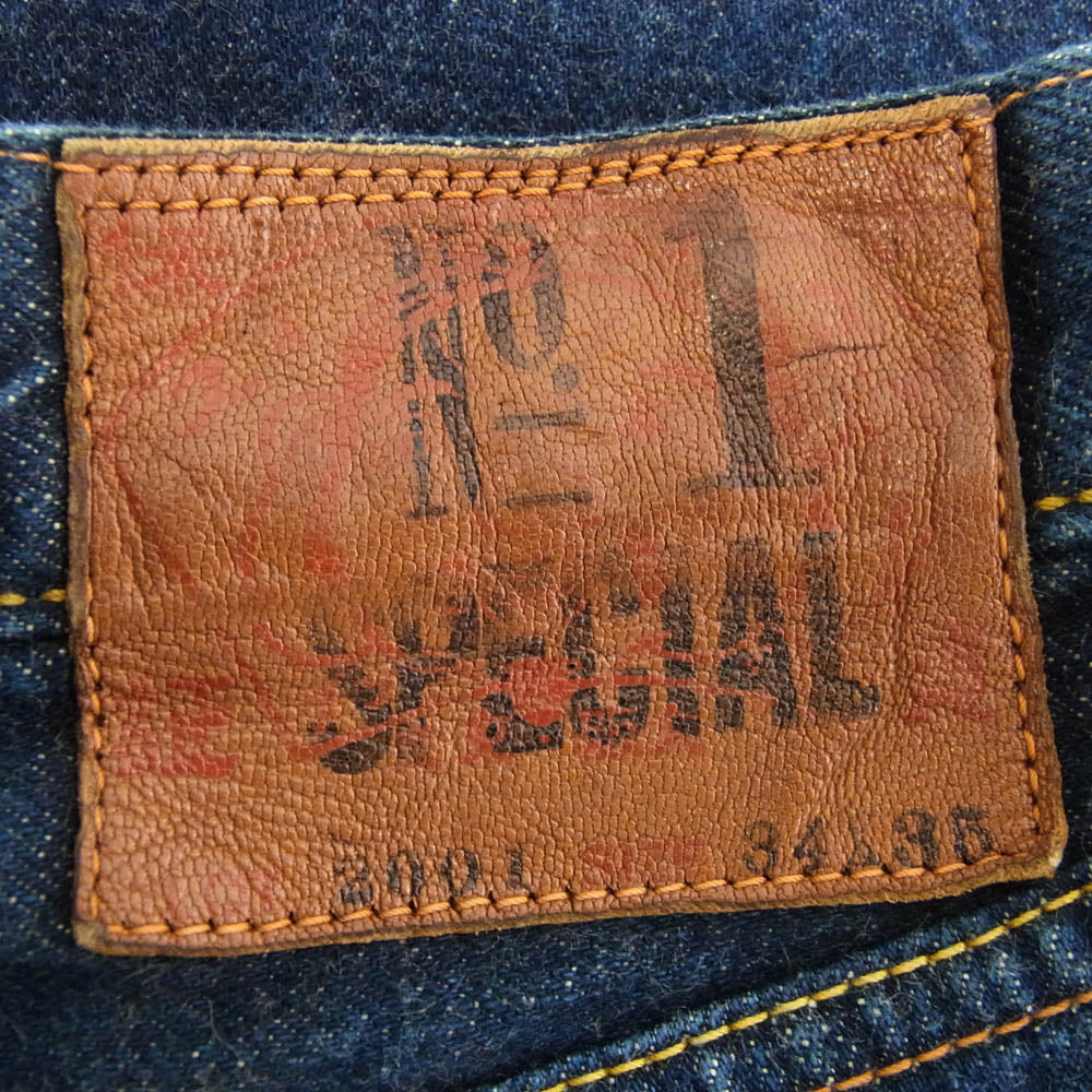 EVISU エヴィス Lot2001 SPECIAL カモメ 刺繍 デニム パンツ インディゴブルー系 34X35【中古】