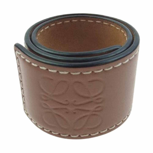 LOEWE ロエベ 119.19.336 JEWE SMALL SLAP BRACELET スラップ レザー ブレスレット ブラウン系 ブラウン系【中古】