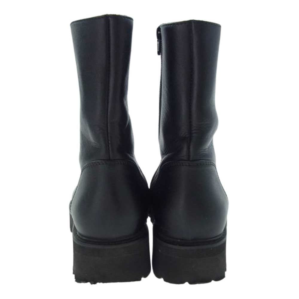 カミナンド サイドジップ レザーショートブーツ ブラック系 8【中古】