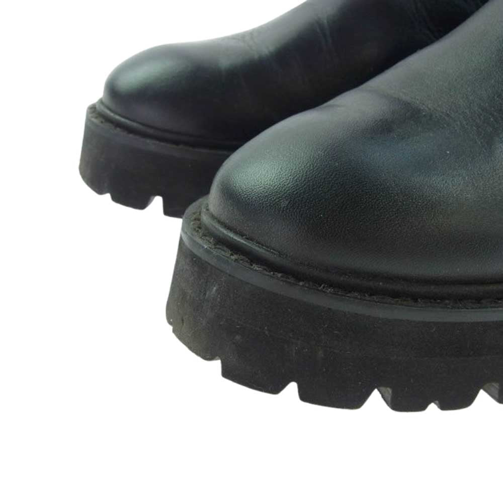 カミナンド サイドジップ レザーショートブーツ ブラック系 8【中古】