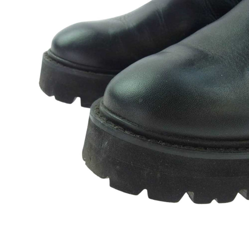 カミナンド サイドジップ レザーショートブーツ ブラック系 8