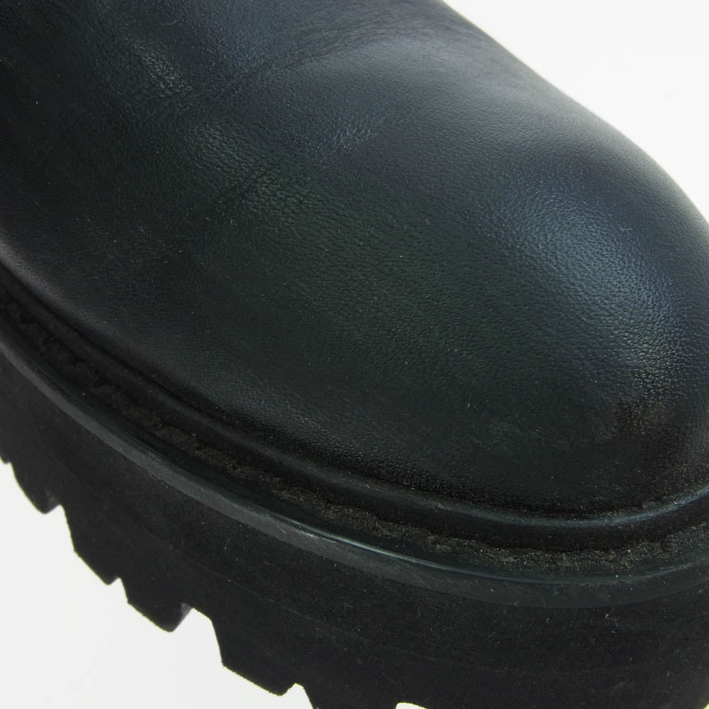 カミナンド サイドジップ レザーショートブーツ ブラック系 8【中古】