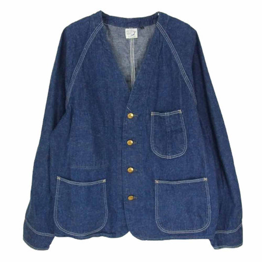 orSlow オアスロウ ノーカラー デニム ジャケット インディゴブルー系 1【中古】