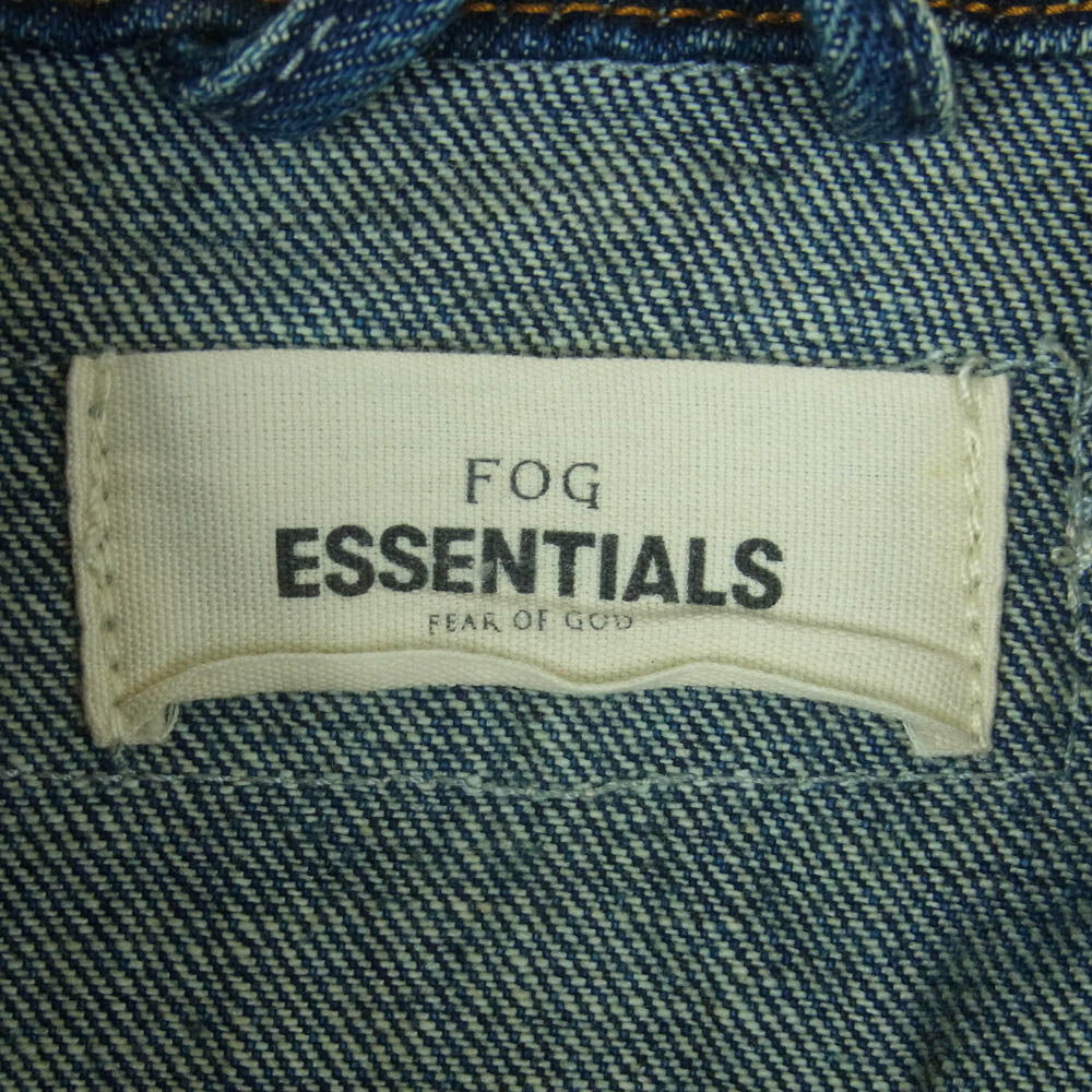 FEAR OF GOD フィアオブゴッド ESSENTIALS denim trucker jacket ダメージ加工 エッセンシャルズ トラッカー デニム ジャケット インディゴブルー系 M【美品】【中古】