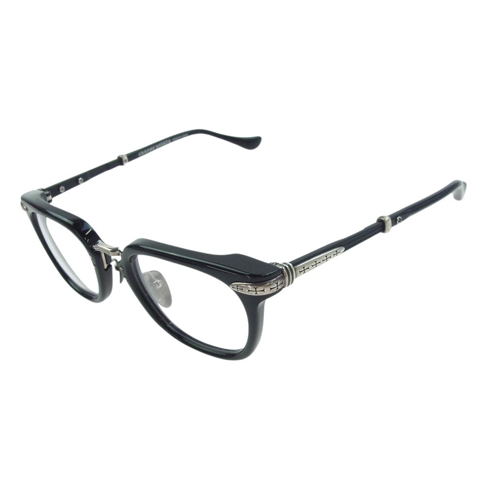 CHROME HEARTS クロムハーツ（原本無） TITANASLUVR ウェリントン メガネ 眼鏡 アイウェア ブラック系 51□23-145【中古】