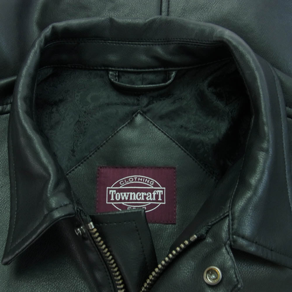 TOWNCRAFT タウンクラフト 213-1528 フェイク レザー 裏地 ペイズリー柄 ジャケット ブラック系 M【中古】