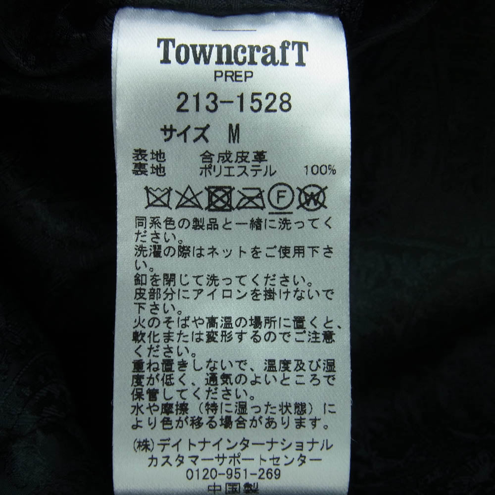 TOWNCRAFT タウンクラフト 213-1528 フェイク レザー 裏地 ペイズリー柄 ジャケット ブラック系 M【中古】
