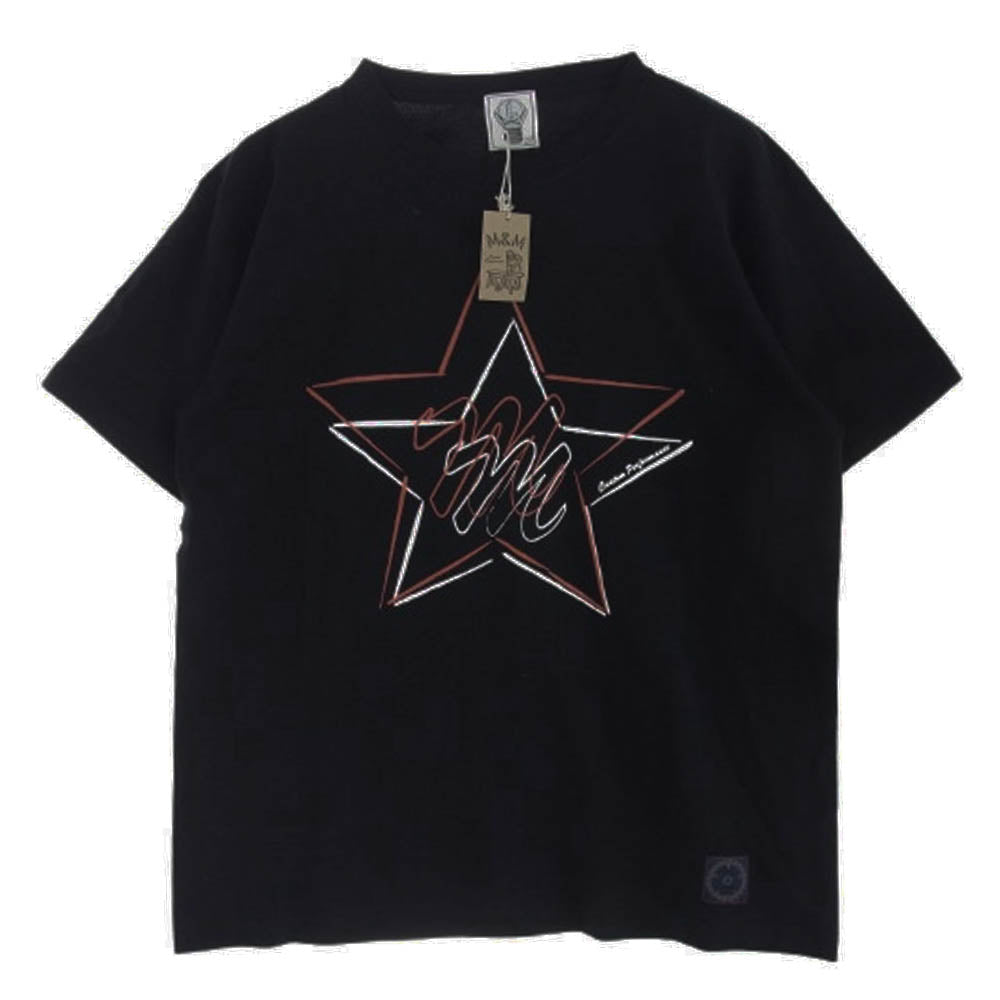 エムアンドエム 19-MT-116 custom performance カスタム パフォーマンス スター ロゴ 半袖 Tシャツ ブラック系 L【新古品】【未使用】【中古】