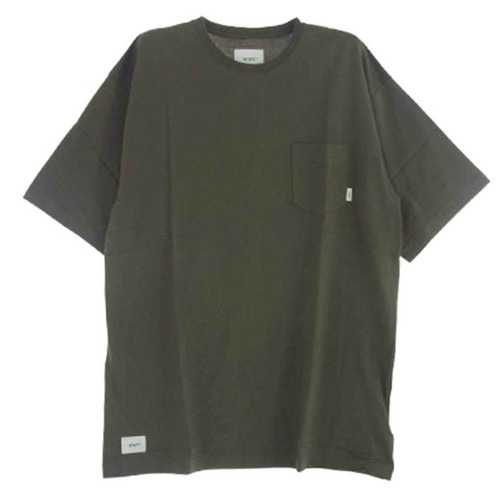 WTAPS ダブルタップス 21SS 211ATDT-CSM03 BLANK SS COTTON ブランク 無地 ポケット 半袖 Tシャツ カーキ系 X 04【新古品】【未使用】【中古】