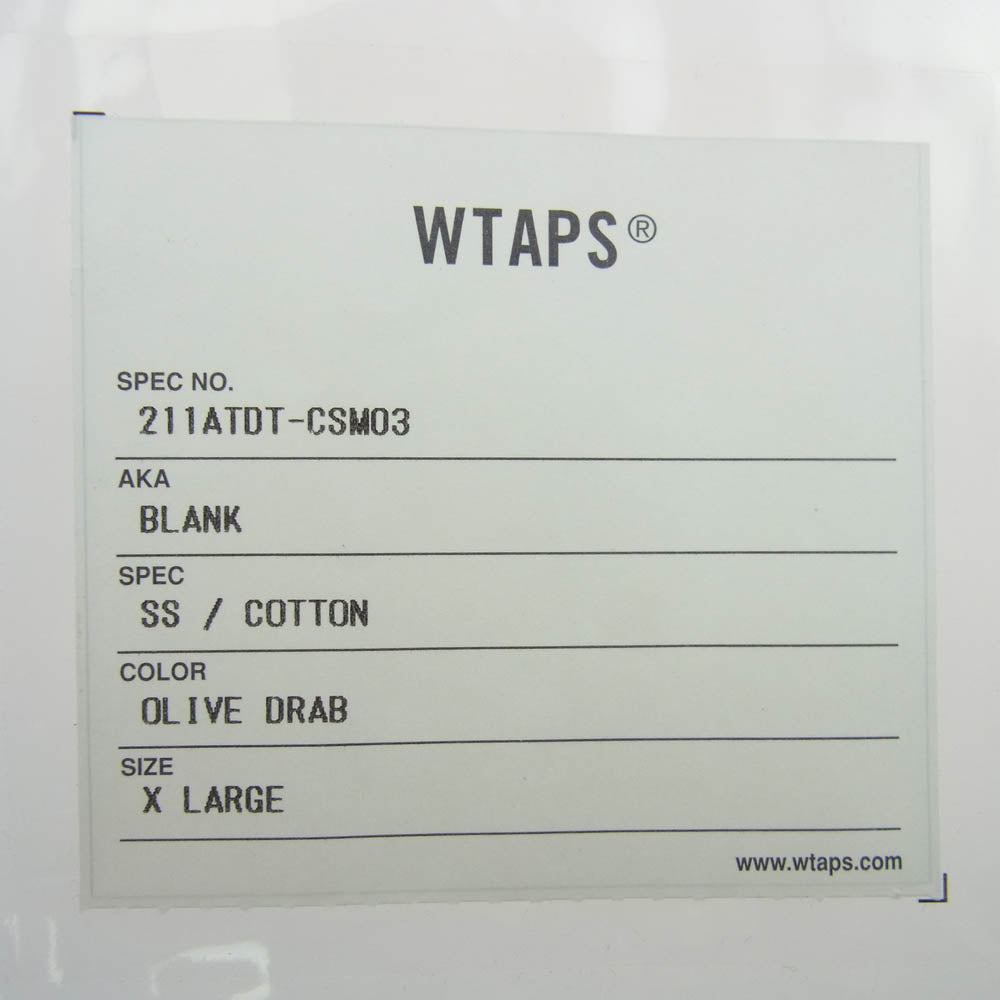 WTAPS ダブルタップス 21SS 211ATDT-CSM03 BLANK SS COTTON ブランク 無地 ポケット 半袖 Tシャツ カーキ系 X 04【新古品】【未使用】【中古】