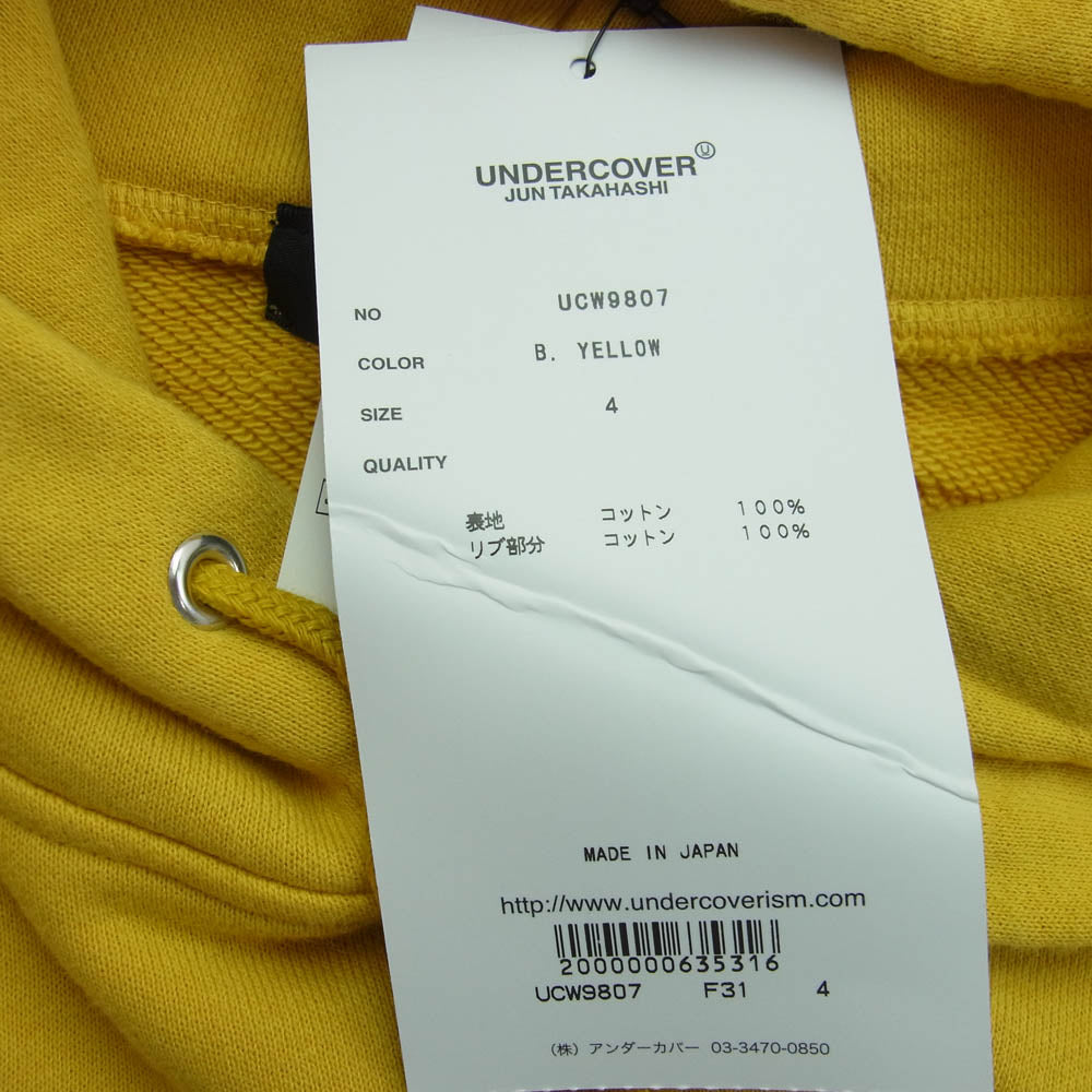 UNDERCOVER アンダーカバー 19SS UCW9807 WEEKEND MONDAYS フロントロゴプリント プルオーバーパーカー フーディ イエロー系 4【中古】