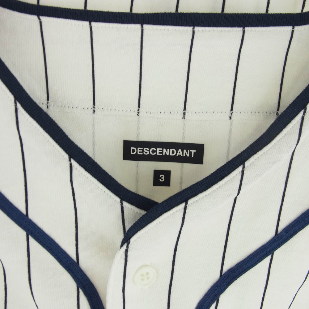 DESCENDANT ディセンダント 221ATDS-CSM31 BEARS LS ベースボール 長袖 シャツ ホワイト系 3【新古品】【未使用】【中古】