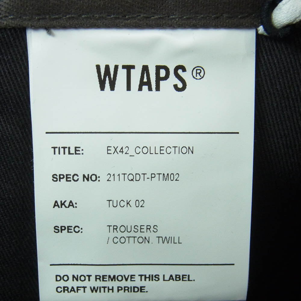 WTAPS ダブルタップス 21SS 211TQDT-PTM02 TUCK 02 TROUSERS COTTON TWILL コットン ツイル 2タック トラウザーズ パンツ グレー系 01【新古品】【未使用】【中古】