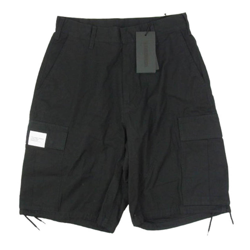 NEIGHBORHOOD ネイバーフッド 23SS 231YTNH-PTM04 WIDE CARGO SHORT PANTS ジップフライ コットン ワイド カーゴ  ハーフ ショート パンツ ブラック系 S【極上美品】【中古】
