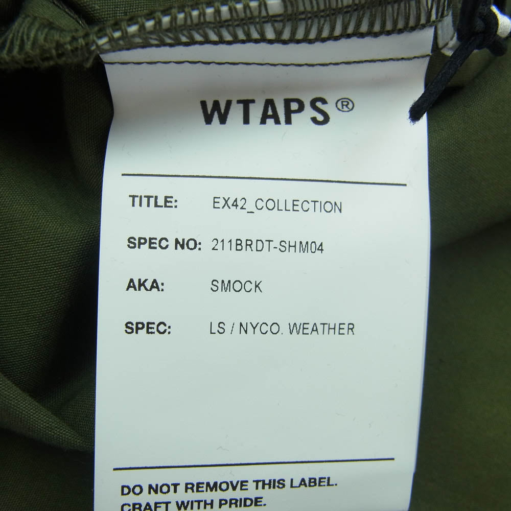 WTAPS ダブルタップス 21SS 211BRDT-SHM04 SMOCK LS NYCO. WEATHER スモック プルオーバー トップス オリーブ カーキ系 X 02【新古品】【未使用】【中古】
