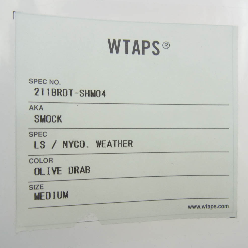 WTAPS ダブルタップス 21SS 211BRDT-SHM04 SMOCK LS NYCO. WEATHER スモック プルオーバー トップス オリーブ カーキ系 X 02【新古品】【未使用】【中古】