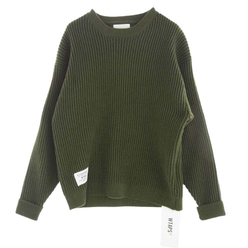 WTAPS ダブルタップス 24AW 242MADT-KNM06 DECK SWEATER POLY デッキ セーター ニット オリーブドラブ グリーン系 4【新古品】【未使用】【中古】