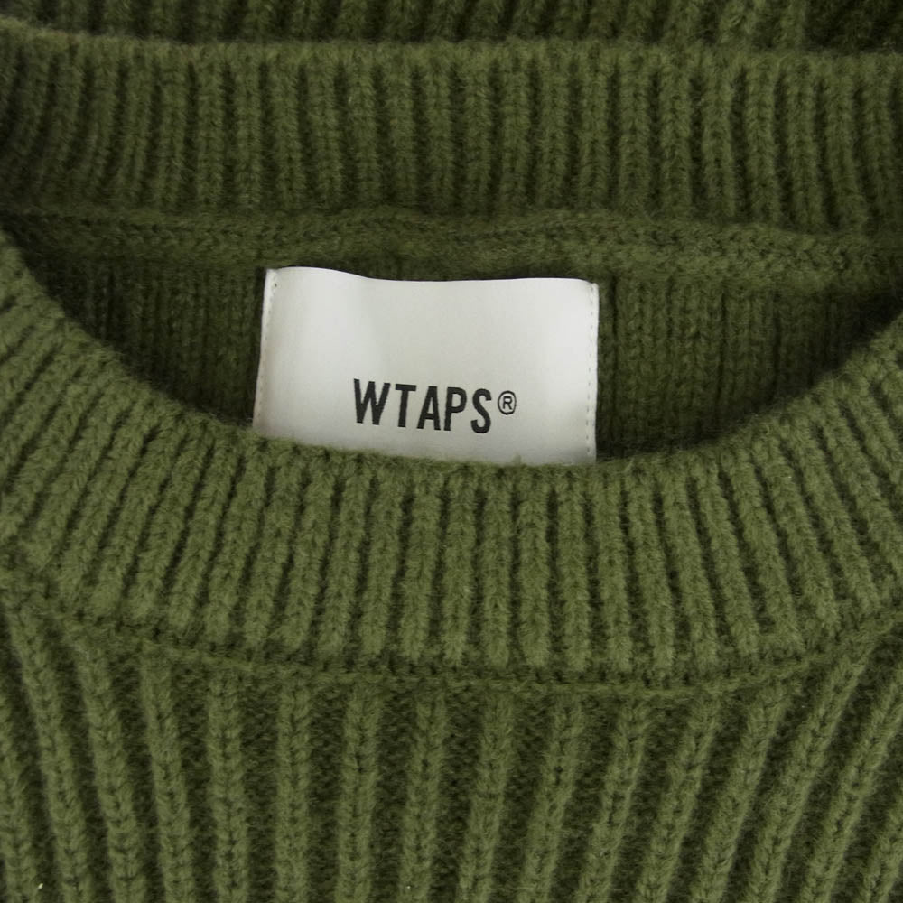 WTAPS ダブルタップス 24AW 242MADT-KNM06 DECK SWEATER POLY デッキ セーター ニット オリーブドラブ グリーン系 4【新古品】【未使用】【中古】