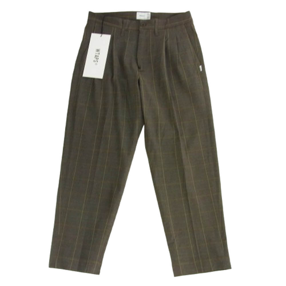WTAPS ダブルタップス 20SS 201BRDT-PTM07 TUCK TROUSERS RAPO WEATHER TEXTILE タック トラウザーズ パンツ ブラウン系 01【新古品】【未使用】【中古】