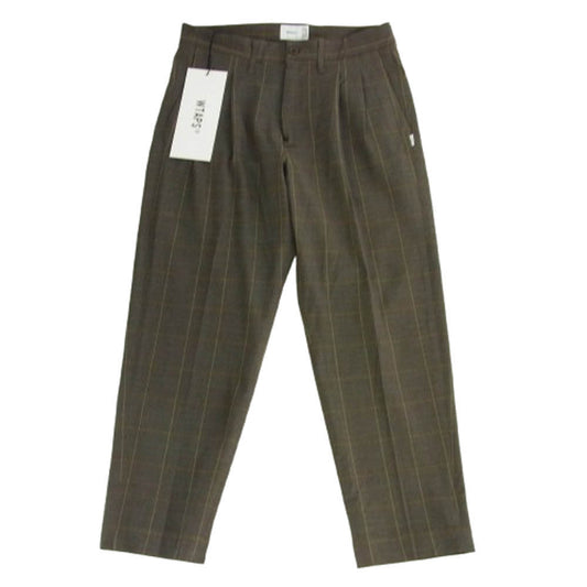 WTAPS ダブルタップス 20SS 201BRDT-PTM07 TUCK TROUSERS RAPO WEATHER TEXTILE タック トラウザーズ パンツ ブラウン系 01【新古品】【未使用】【中古】