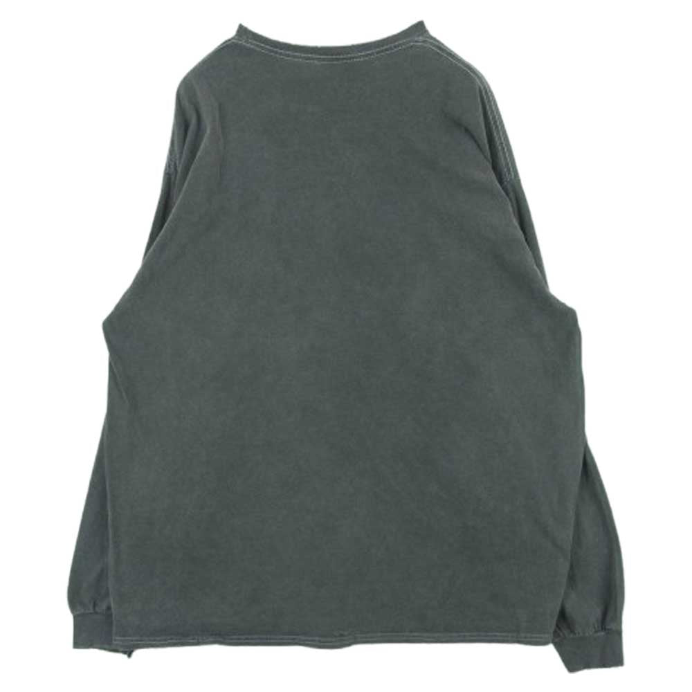 ANCELLM アンセルム EMBROIDERY DYED LS T-SHIRT ロゴ 刺繍 ダメージ加工 長袖 Tシャツ ホンジュラス製 グレー系 OS【中古】