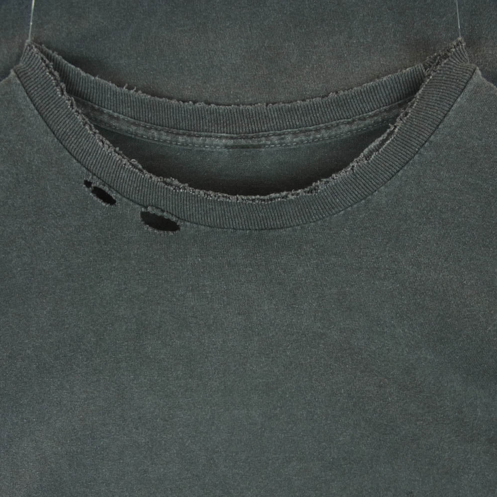 ANCELLM アンセルム EMBROIDERY DYED LS T-SHIRT ロゴ 刺繍 ダメージ加工 長袖 Tシャツ ホンジュラス製 グレー系 OS【中古】