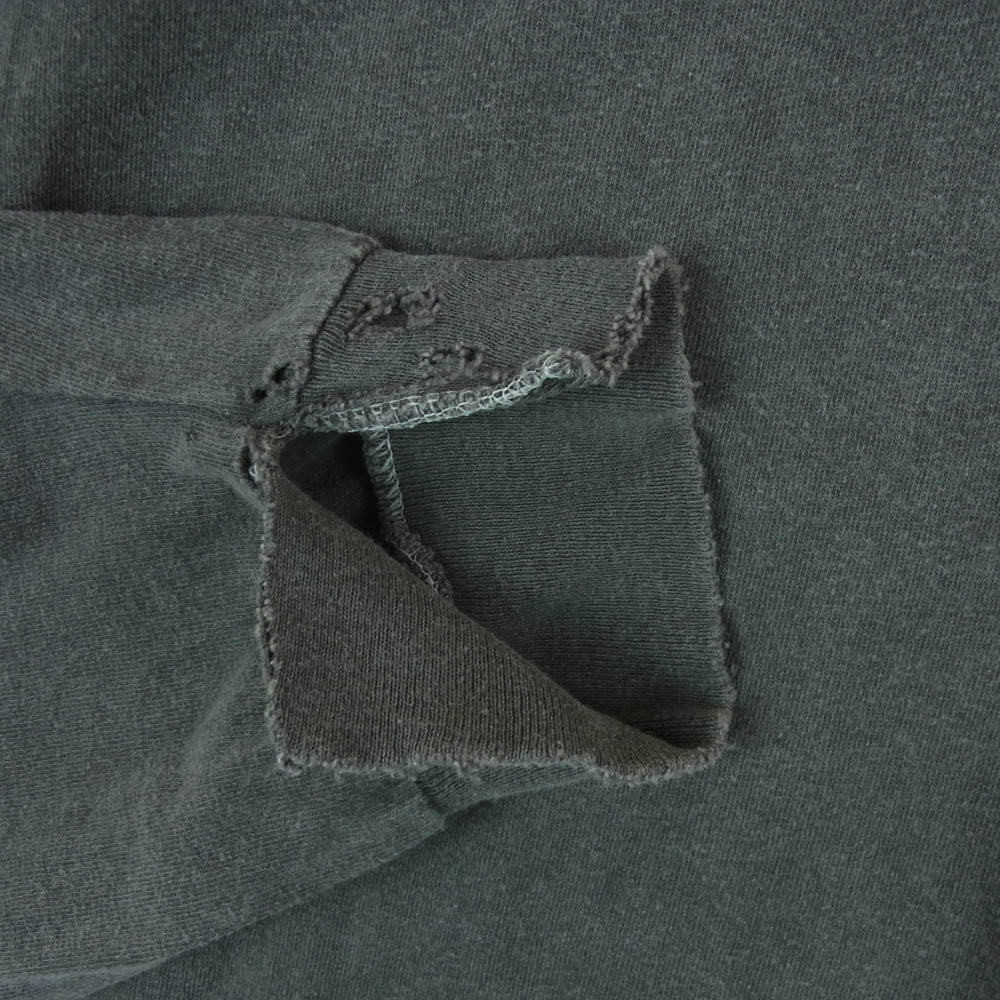 ANCELLM アンセルム EMBROIDERY DYED LS T-SHIRT ロゴ 刺繍 ダメージ加工 長袖 Tシャツ ホンジュラス製 グレー系 OS【中古】