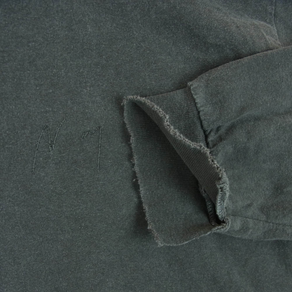 ANCELLM アンセルム EMBROIDERY DYED LS T-SHIRT ロゴ 刺繍 ダメージ加工 長袖 Tシャツ ホンジュラス製 グレー系 OS【中古】