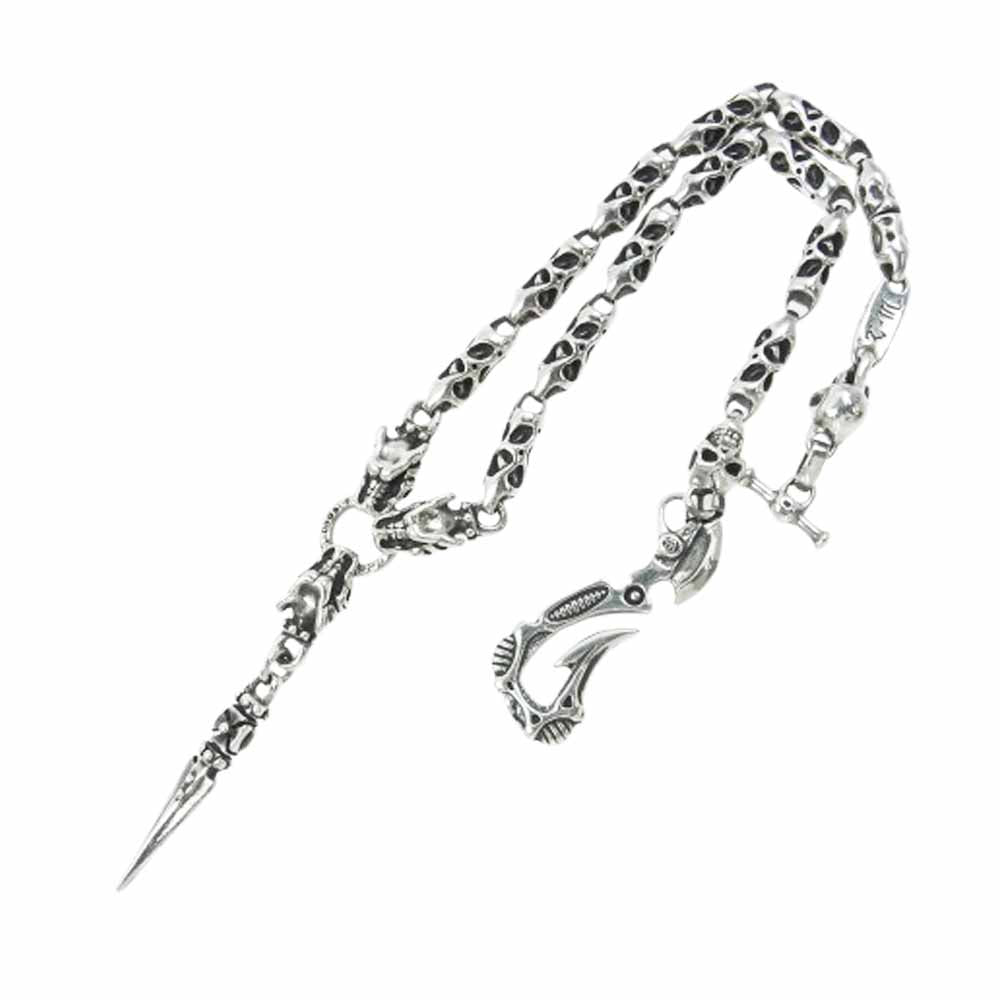 TRAVIS WALKER トラヴィスワーカー ギャランティ付属 バイオフック 13ミートリンク 3ガーゴイル ダガー 2スカル カスタム ウォレットチェーン シルバー系【中古】