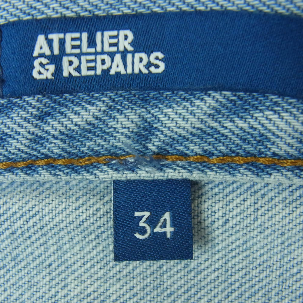 ATELIER&REPAIRS アトリエ&リペアーズ JS501-2 刺繍デザイン リメイク デニム パンツ ジーンズ インディゴブルー系 34【中古】