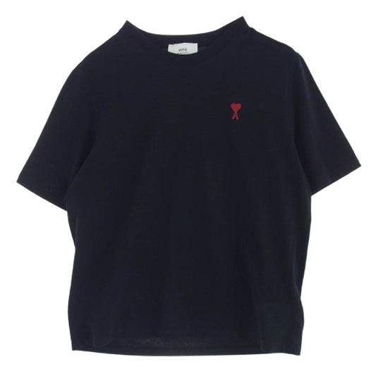 AMI PARIS アミパリス UTS005.726 ハートロゴ刺繍 Tシャツ 半袖カットソー ブラック系 S【中古】
