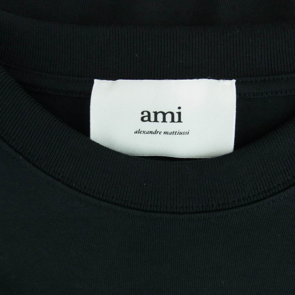 AMI PARIS アミパリス UTS005.726 ハートロゴ刺繍 Tシャツ 半袖カットソー ブラック系 S【中古】