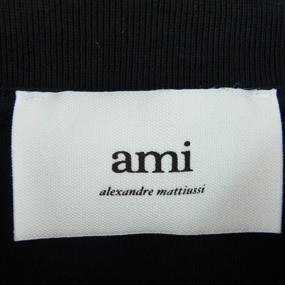 AMI PARIS アミパリス UTS005.726 ハートロゴ刺繍 Tシャツ 半袖カットソー ブラック系 S【中古】