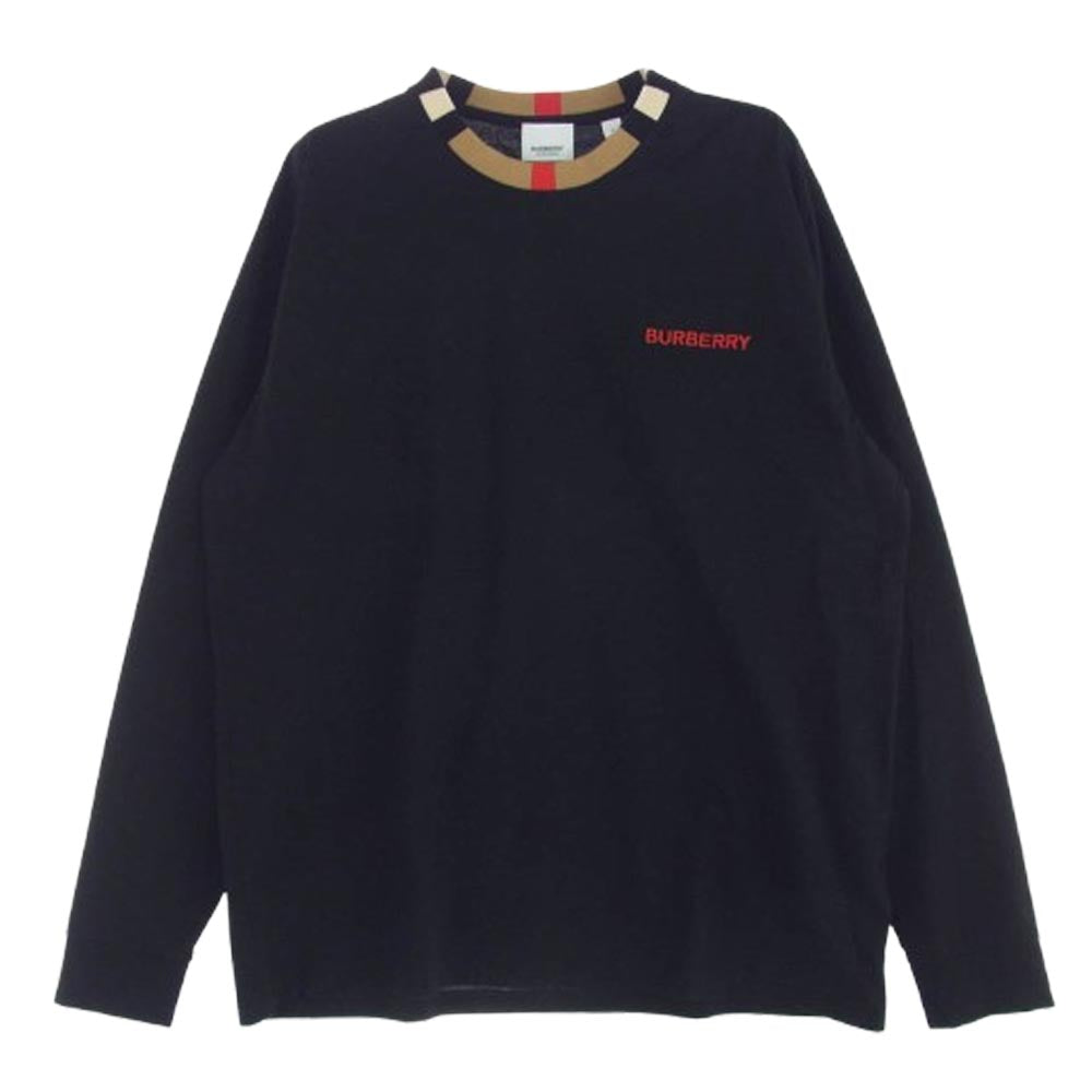 BURBERRY バーバリー 8091045 Check Neck Long sleeve チェック柄 長袖カットソー ブラック系 M【美品】【中古】