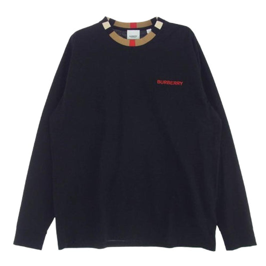 BURBERRY バーバリー 8091045 Check Neck Long sleeve チェック柄 長袖カットソー ブラック系 M【美品】【中古】