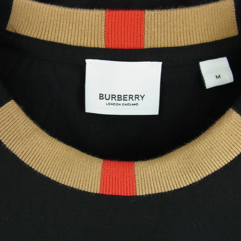 BURBERRY バーバリー 8091045 Check Neck Long sleeve チェック柄 長袖カットソー ブラック系 M【美品】【中古】