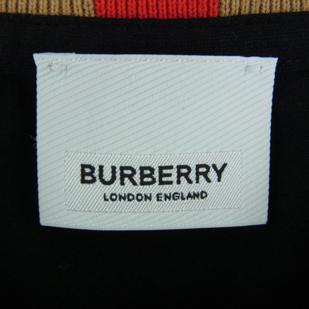 BURBERRY バーバリー 8091045 Check Neck Long sleeve チェック柄 長袖カットソー ブラック系 M【美品】【中古】