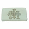 CHROME HEARTS クロムハーツ（原本無） ブラックシンフォニー購入証明書付属 REC F ZIP 3クロス セメタリークロス レザーパッチ ラウンドジップ レザーウォレット 長財布 ホワイトレザー オフホワイト系【中古】