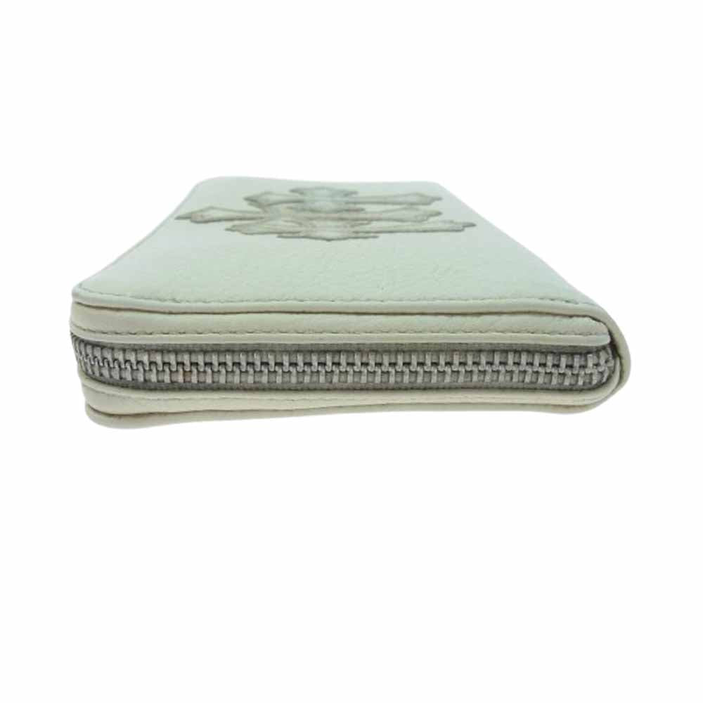 CHROME HEARTS クロムハーツ（原本無） ブラックシンフォニー購入証明書付属 REC F ZIP 3クロス セメタリークロス レザーパッチ ラウンドジップ レザーウォレット 長財布 ホワイトレザー オフホワイト系【中古】