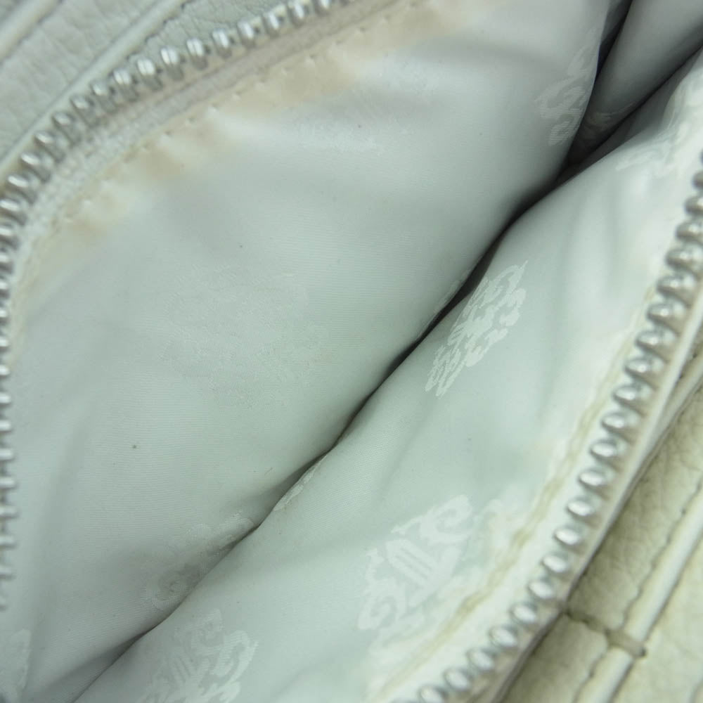 CHROME HEARTS クロムハーツ（原本無） ブラックシンフォニー購入証明書付属 REC F ZIP 3クロス セメタリークロス レザーパッチ ラウンドジップ レザーウォレット 長財布 ホワイトレザー オフホワイト系【中古】