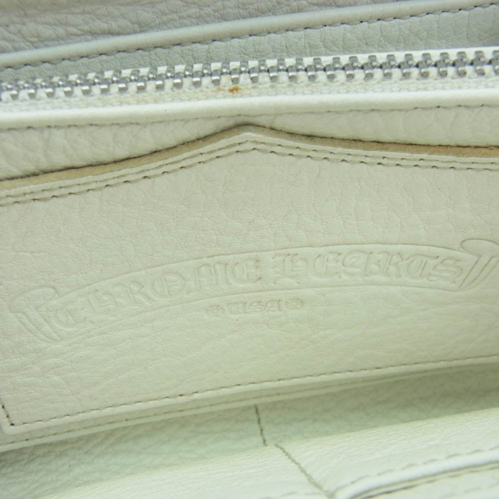 CHROME HEARTS クロムハーツ（原本無） ブラックシンフォニー購入証明書付属 REC F ZIP 3クロス セメタリークロス レザーパッチ ラウンドジップ レザーウォレット 長財布 ホワイトレザー オフホワイト系【中古】