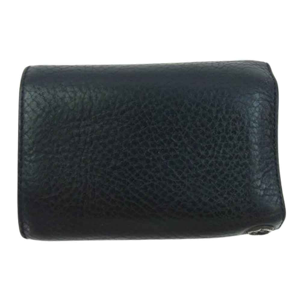 CHROME HEARTS クロムハーツ（原本無） 3FOLD 3フォールド クロスボタン レザーウォレット 三つ折り財布 ブラック系【中古】