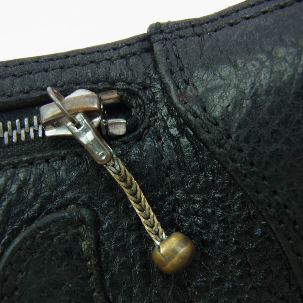 CHROME HEARTS クロムハーツ（原本無） 3FOLD 3フォールド クロスボタン レザーウォレット 三つ折り財布 ブラック系【中古】