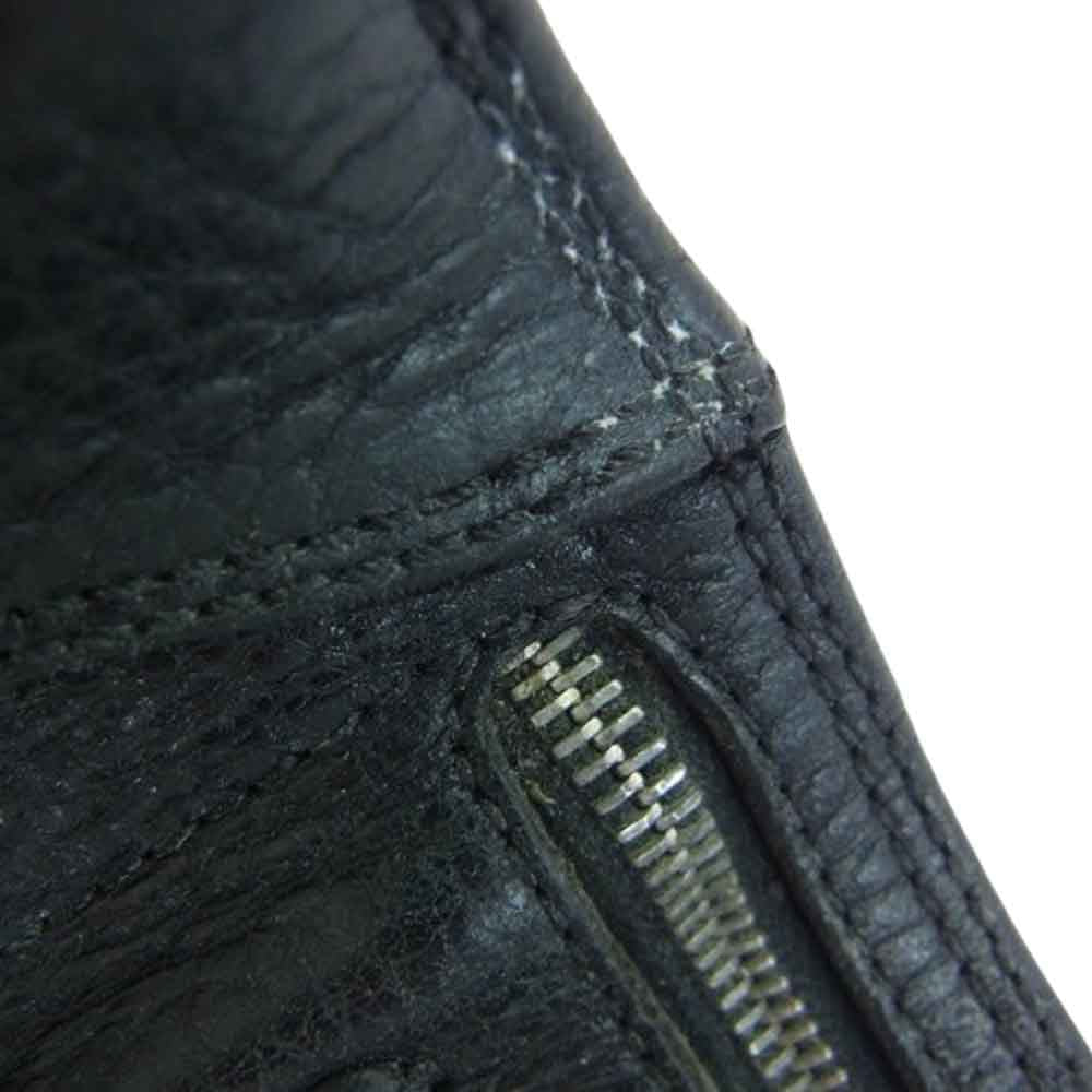 CHROME HEARTS クロムハーツ（原本無） 3FOLD 3フォールド クロスボタン レザーウォレット 三つ折り財布 ブラック系【中古】