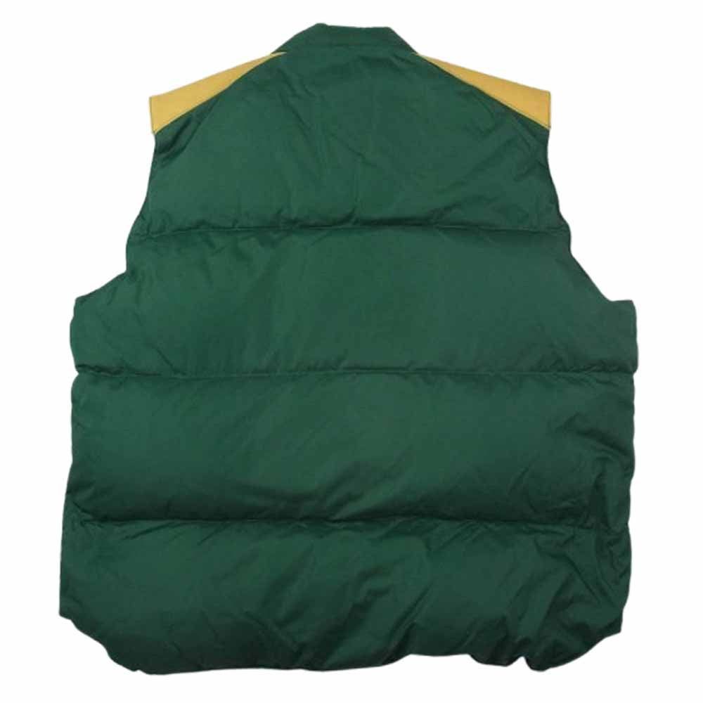 Nigel Cabourn ナイジェルケーボン 200-242-57 Rocky Mountain FeatherBed ロッキーマウンテンフェザーベッド レザー切替 クリップ ダウンベスト グリーン系 46【中古】