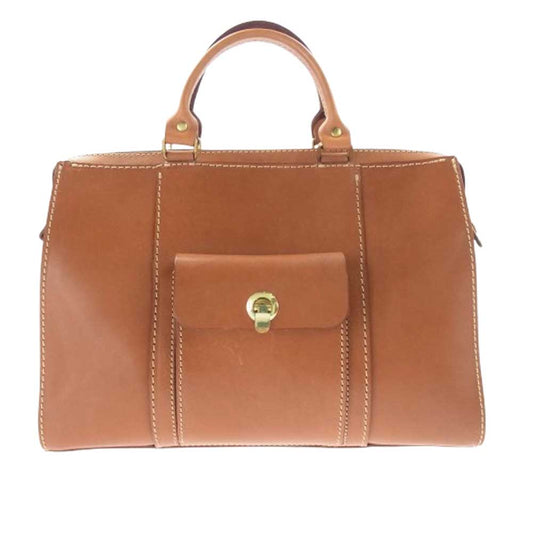 HERZ ヘルツ THE CHIC レザ― ミニ ボストンバッグ ブラウン系【極上美品】【中古】