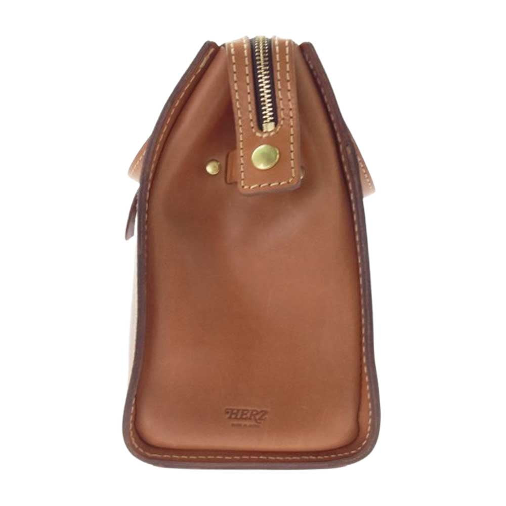 HERZ ヘルツ THE CHIC レザ― ミニ ボストンバッグ ブラウン系【極上美品】【中古】