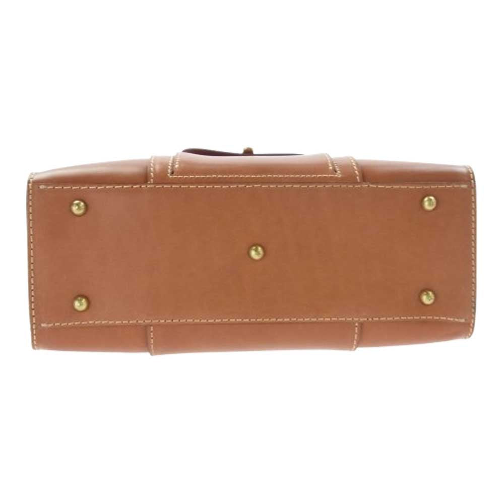 HERZ ヘルツ THE CHIC レザ― ミニ ボストンバッグ ブラウン系【極上美品】【中古】